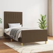 vidaXL Sängram utan madrass mörkbrun 90x190 cm tyg