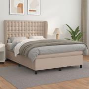 vidaXL Ramsäng med bäddmadrass cappuccino 140x190 cm konstläder
