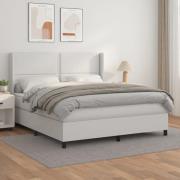 vidaXL Ramsäng med madrass vit 160x200 cm konstläder