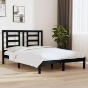 vidaXL Sängram svart massiv furu 140x190 cm