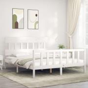 vidaXL Sängram utan madrass vit 160x200 cm massiv furu