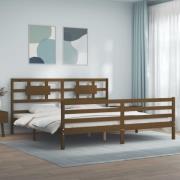vidaXL Sängram med huvudgavel honungsbrun 200x200 cm massivt trä