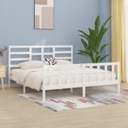 vidaXL Sängram utan madrass vit 200x200 cm massiv furu