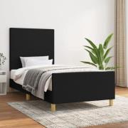 vidaXL Sängram utan madrass svart 90x190cm tyg