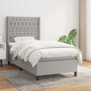vidaXL Ramsäng med madrass ljusgrå 90x200 cm tyg