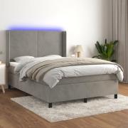 vidaXL Ramsäng med madrass & LED ljusgrå 140x190 cm sammet