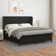 vidaXL Ramsäng med madrass svart 160x200 cm konstläder