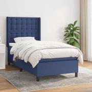 vidaXL Ramsäng med madrass blå 90x200 cm tyg