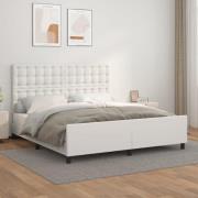 vidaXL Sängram med huvudgavel vit 160x200 cm konstläder