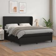 vidaXL Ramsäng med madrass svart 160x200 cm konstläder
