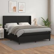 vidaXL Ramsäng med madrass svart 180x200 cm konstläder