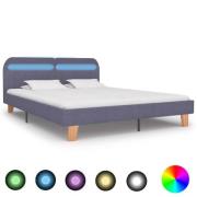 vidaXL Sängram med LEDs utan madrass ljusgrå tyg 160x200 cm