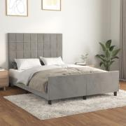 vidaXL Sängram utan madrass ljusgrå 140x190 cm sammet