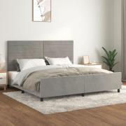 vidaXL Sängram utan madrass ljusgrå 200x200 cm sammet