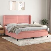 vidaXL Ramsäng med madrass rosa 200x200 cm sammet
