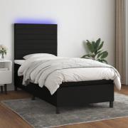 vidaXL Ramsäng med madrass & LED svart 100x200 cm tyg