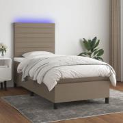 vidaXL Ramsäng med madrass & LED taupe 100x200 cm tyg