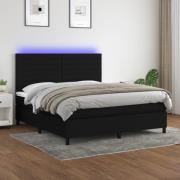 vidaXL Ramsäng med madrass & LED svart 180x200 cm tyg