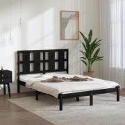 vidaXL Sängram svart massiv furu 140x190 cm