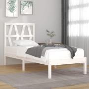 vidaXL Sängram vit massiv furu 90x200 cm
