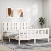 vidaXL Sängram utan madrass vit 160x200 cm massiv furu