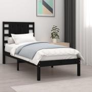 vidaXL Sängram svart massiv furu 75x190 cm