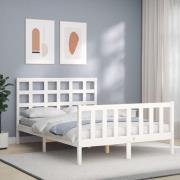 vidaXL Sängram utan madrass vit 120x200 cm massiv furu