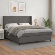 vidaXL Ramsäng med madrass grå 180x200 cm konstläder
