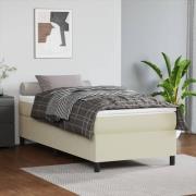 vidaXL Sängram gräddvit 90x190 cm konstläder