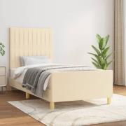 vidaXL Sängram utan madrass cremefärgad 90x200 cm tyg
