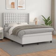 vidaXL Ramsäng med madrass vit 140x200 cm konstläder