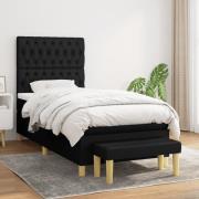 vidaXL Ramsäng med madrass svart 100x200 cm tyg