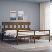vidaXL Sängram med sänggavel honungsbrun 200x200 cm massivt trä