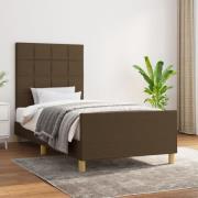 vidaXL Sängram utan madrass mörkbrun 90x200 cm tyg