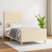 vidaXL Sängram utan madrass cremefärgad 90x200 cm tyg