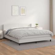 vidaXL Ramsäng med madrass vit 160x200 cm konstläder