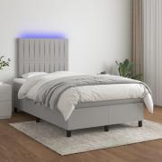 vidaXL Ramsäng med madrass & LED ljusgrå 120x200 cm tyg
