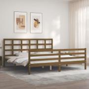 vidaXL Sängram med huvudgavel honungsbrun 200x200 cm massivt trä