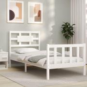 vidaXL Sängram utan madrass vit 100x200 cm massiv furu