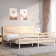 vidaXL Sängram med huvudgavel 200x200 cm massivt trä