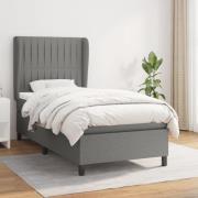 vidaXL Ramsäng med madrass mörkgrå 90x190 cm tyg