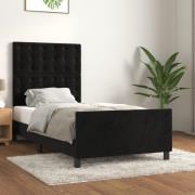 vidaXL Sängram utan madrass svart 100x200 cm sammet