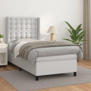 vidaXL Ramsäng med madrass vit 100x200 cm konstläder