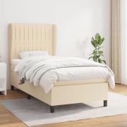 vidaXL Ramsäng med madrass gräddvit 90x190 cm tyg