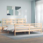 vidaXL Sängram med huvudgavel 200x200 cm massivt trä