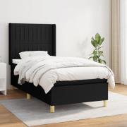 vidaXL Ramsäng med madrass svart 90x190 cm tyg