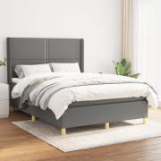 vidaXL Ramsäng med madrass mörkgrå 140x200 cm tyg