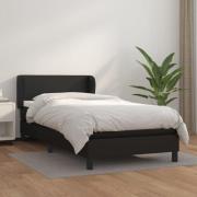 vidaXL Ramsäng med madrass svart 90x190 cm konstläder