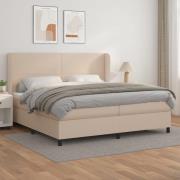 vidaXL Ramsäng med bäddmadrass cappuccino 200x200 cm konstläder