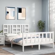 vidaXL Sängram utan madrass vit 140x190 cm massiv furu